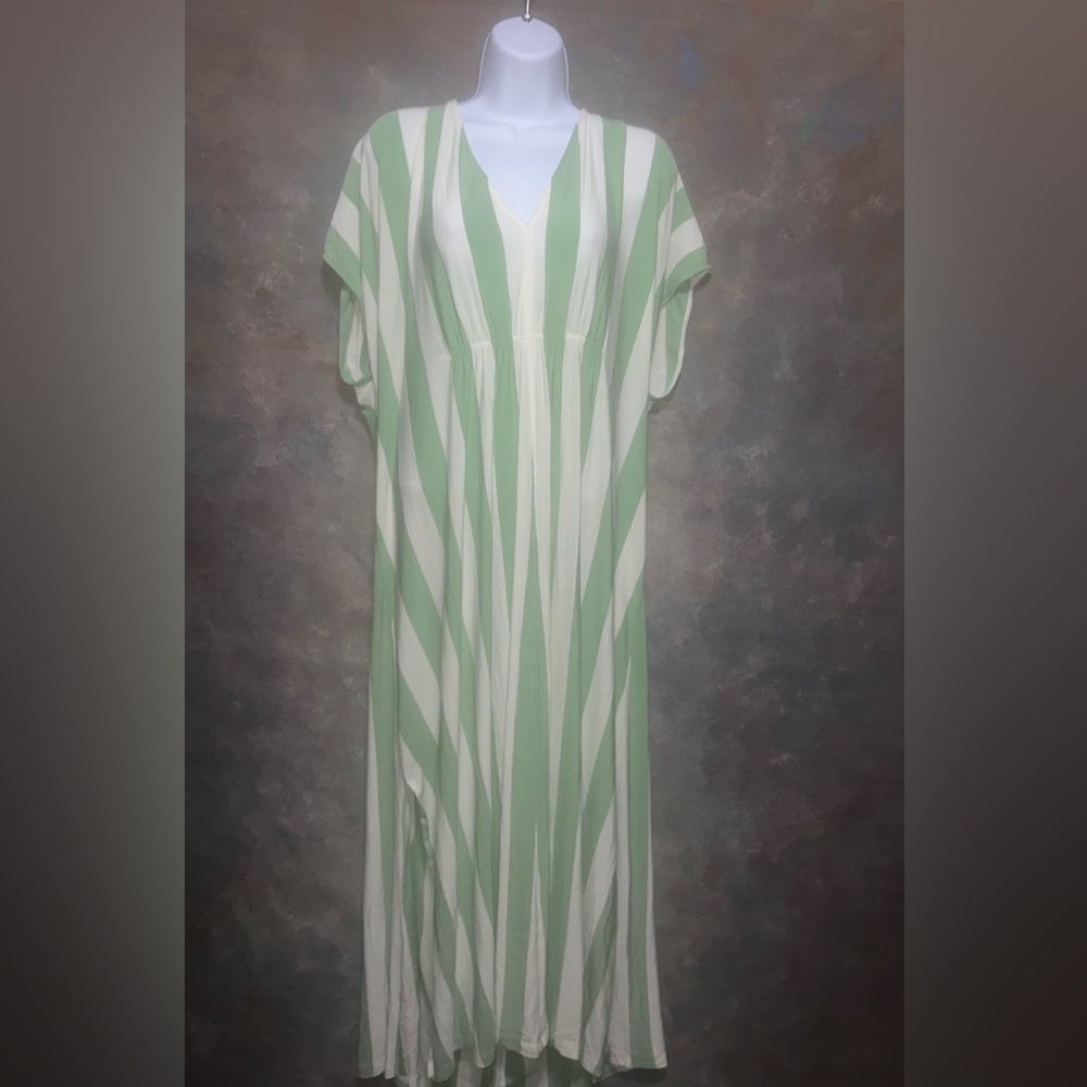 AYR Green and White Striped Maxi Dress 2X